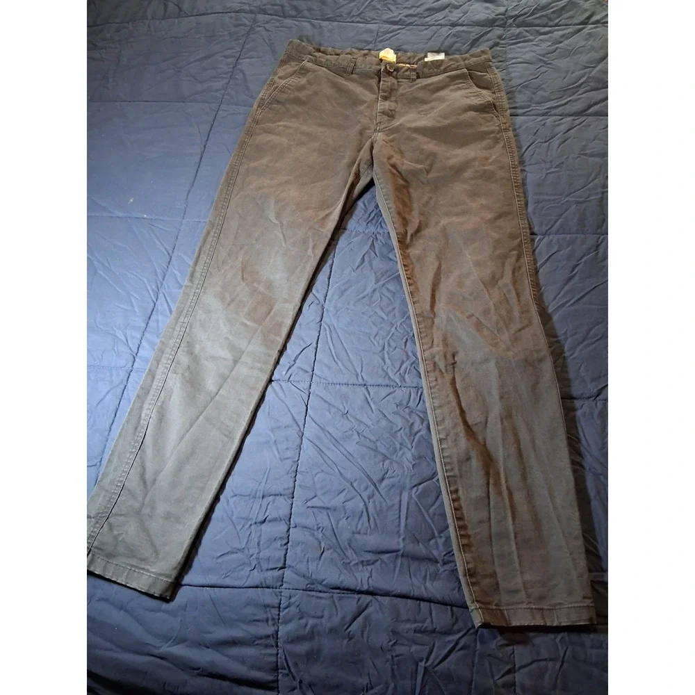H&M LOGG Blue Skinny Fit Flat Front Chino Pants Men's SZ 34 Measure 34X31 - Picture 1 of 7